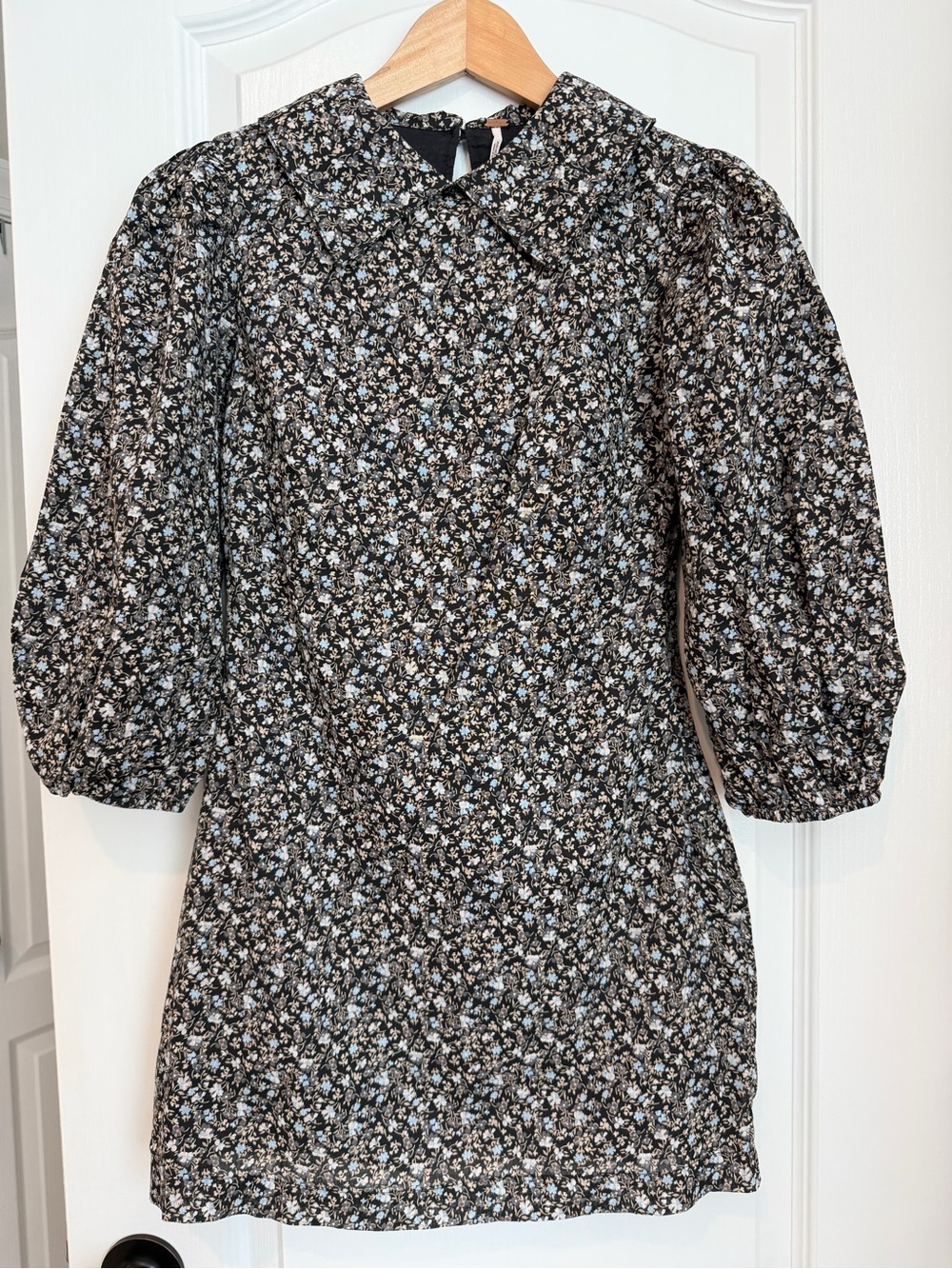 Free People Black Floral Mini Dress